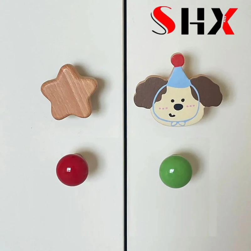 Dog-shaped Wardrobe Handle Children's Room Cute Cabinet Door Handle Cat Bear Rabbit Drawer Wardrobe Solid Wood Handle