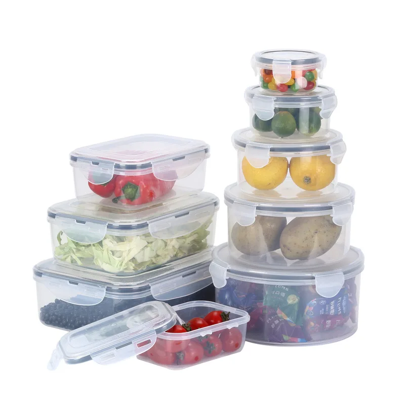9 Pack BPA Free Clear Plastic Airtight Food Storage Containers Leakproof Flip Top Refrigerator Fruit Dry Grains Storage Jars
