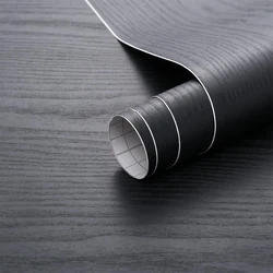 Black Thicken Contact Paper Wood Peel and Stick Wall Sticker Vinyl Waterproof Self Adhesive Wallpaper Removable for Wall in R