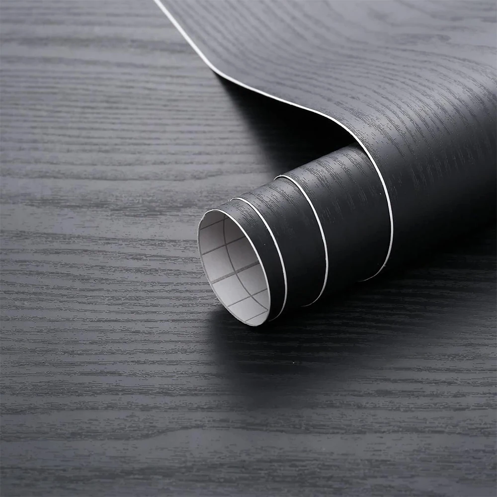 Black Thicken Contact Paper Wood Peel and Stick Wall Sticker Vinyl Waterproof Self Adhesive Wallpaper Removable for Wall in R