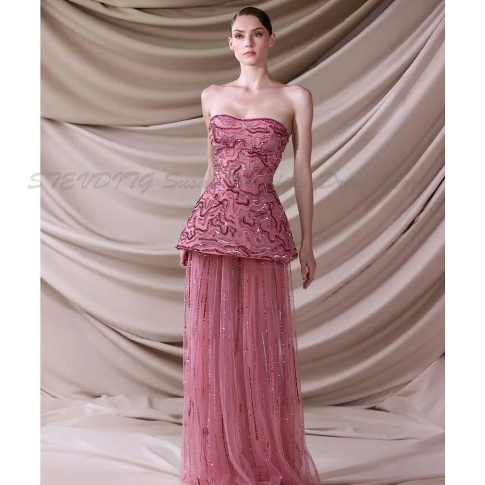 Pretty Party Dresses Prom Exquisite Sleeveless High Quality Floor Length Straight Customized Banquet Evening Celebrity Gowns