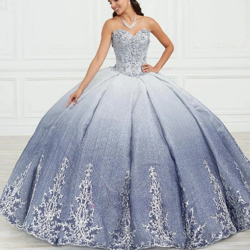 Customized Luxury Sweetheart Sleeveless Gradient Sequined Appliques Lace Ball Gown Shining Quinceanera Dresses