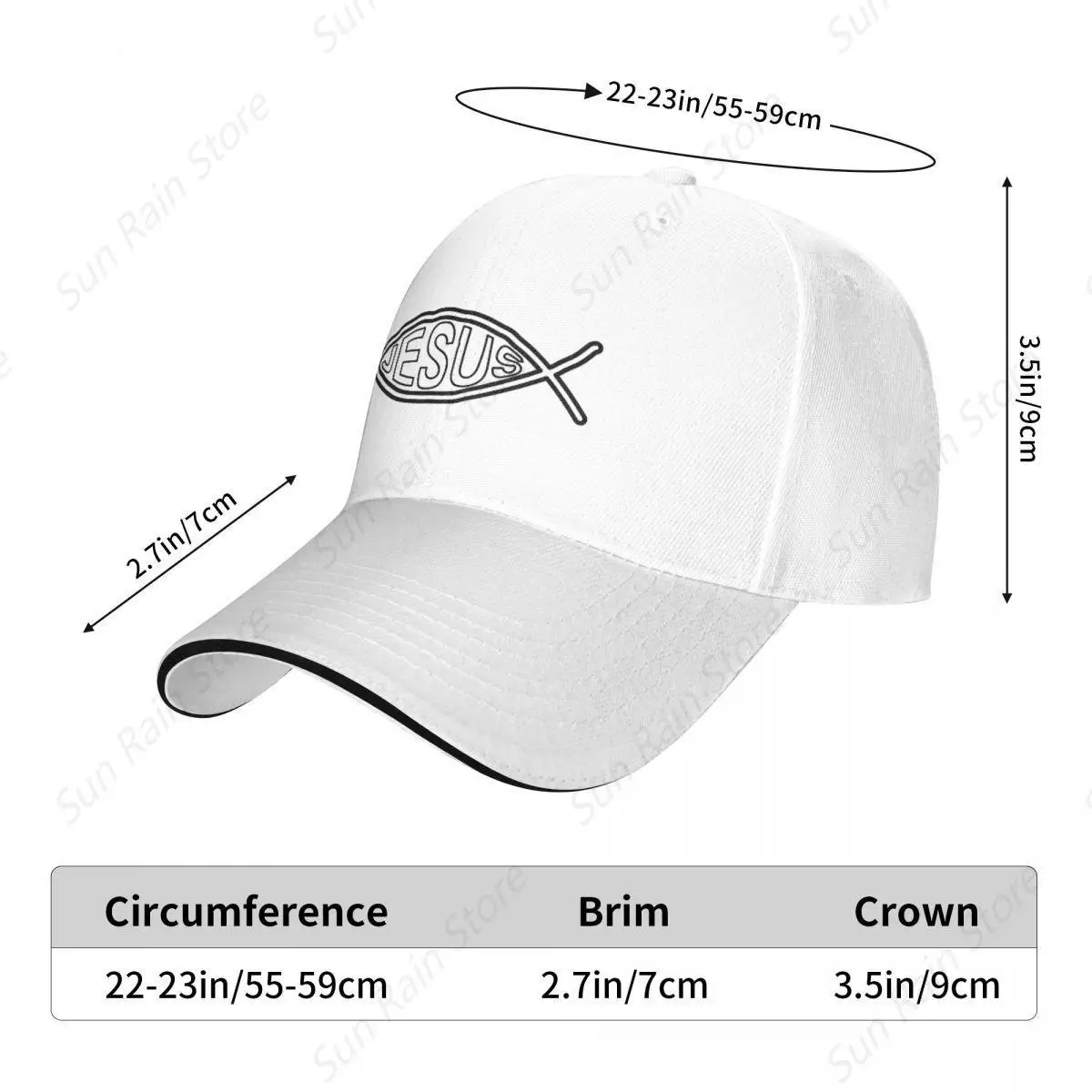 Catholic Jesus Fish Cap Fashion Casual Baseball Caps Adjustable Hat Summer Unisex Baseball Hats Customizable Polychromatic