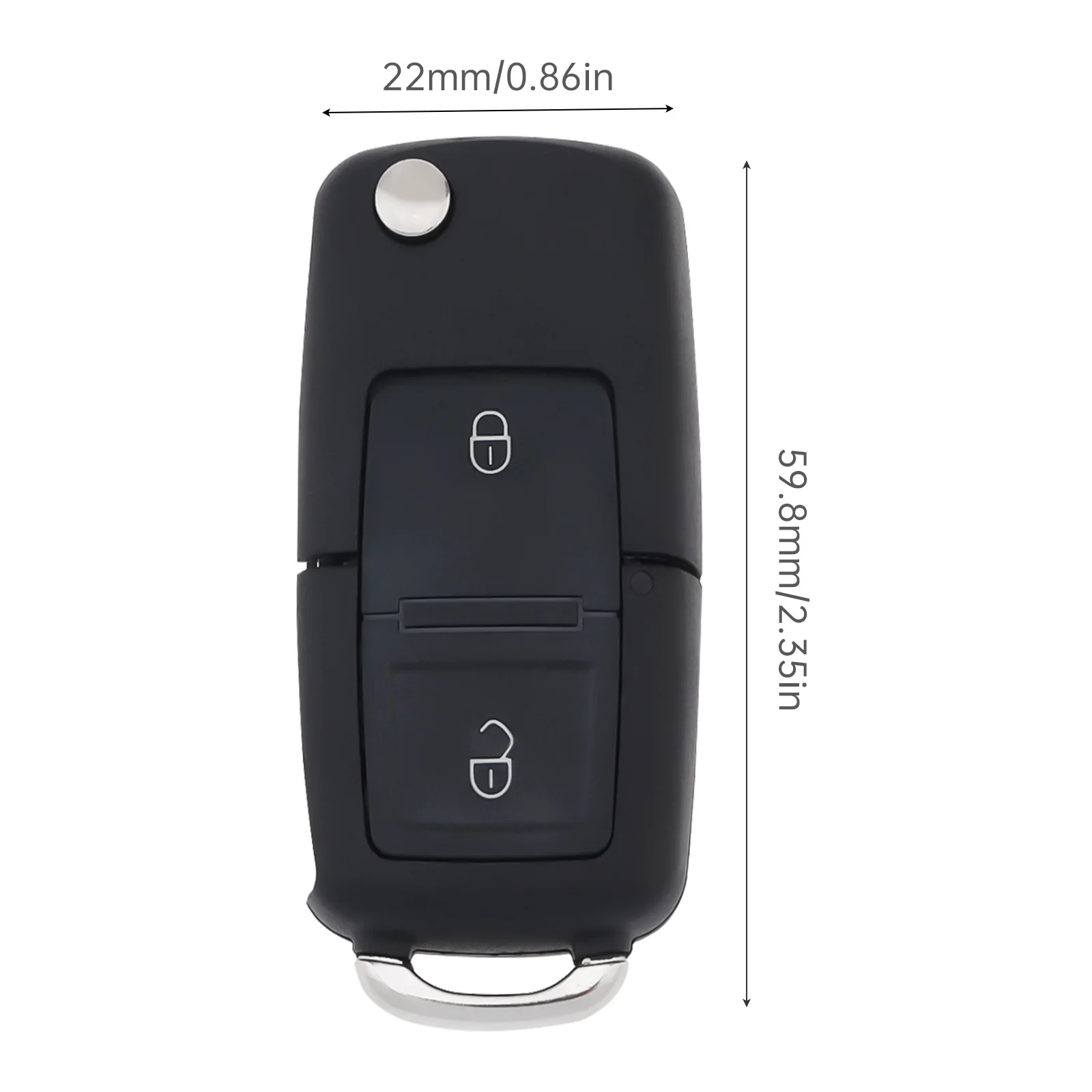 2 Buttons Uncut Car Flip Key Smart Remote Replacement Key Case No Chip Fit for Volkswagen / BORA / GOLF-MK4, Key Fob Cover Case