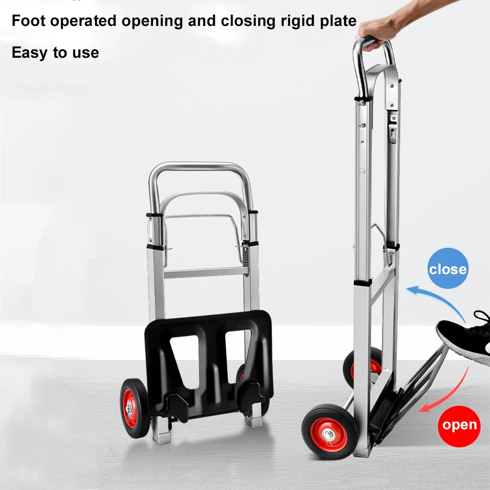 

Folding Sack Truck Heavy Duty Barrow Cart Long Telescoping Handle Aluminum Moving Trolley Multifunctional for Moving and Travel