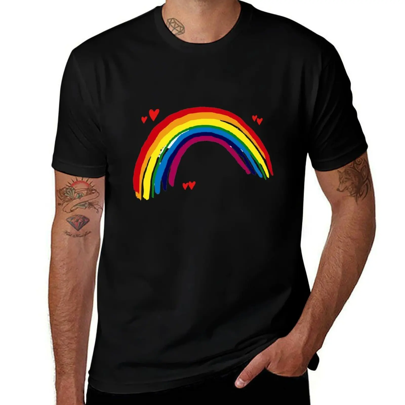 Design arc-en-ciel de remerciement - tous les profits sont reversés à une association caritative. T-shirt décontracté en coton doux à manches courtes
