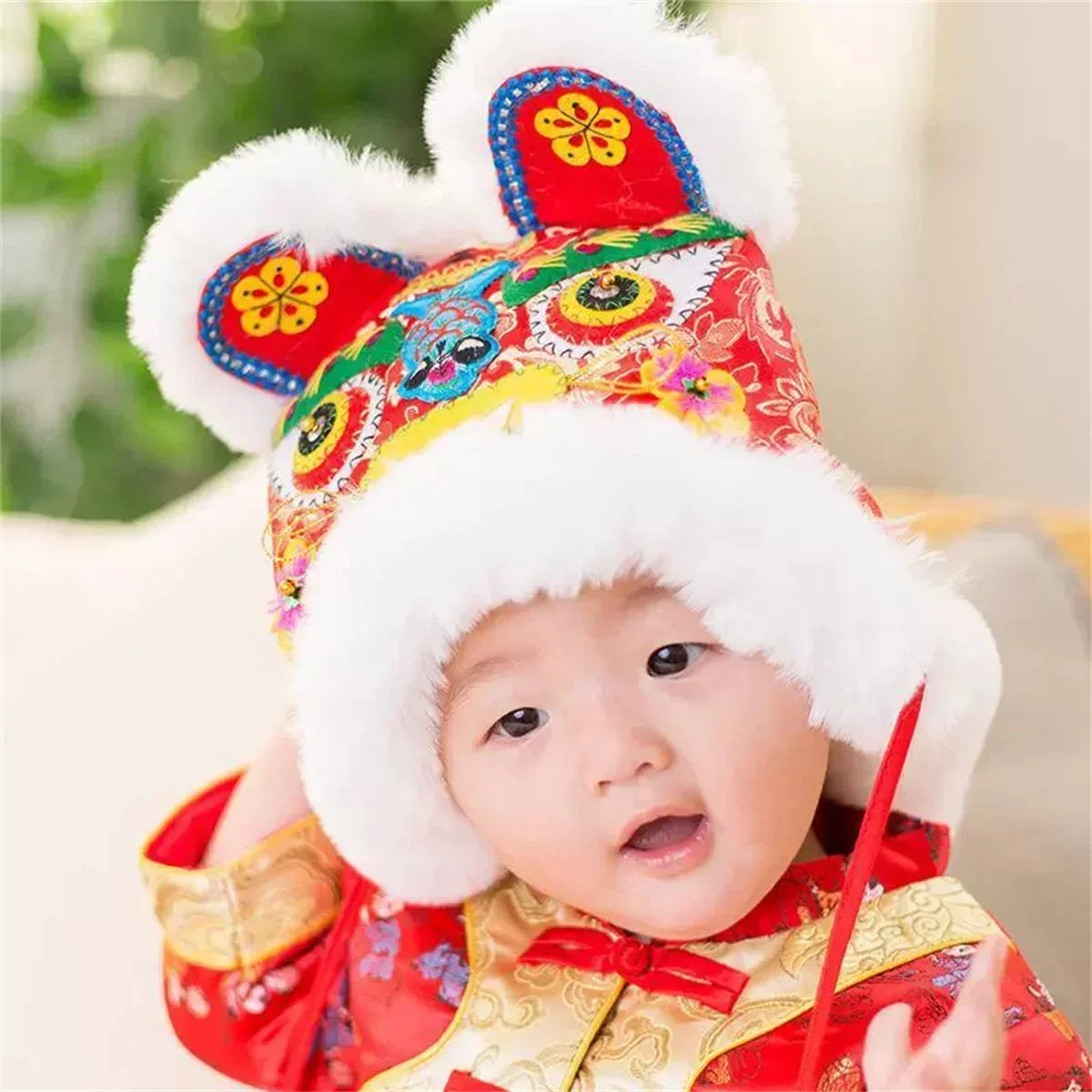 Traditional Handmade Baby One Year Intangible Cultural Heritage Cotton Tiger Head Hat Baby Adult Chinese Style