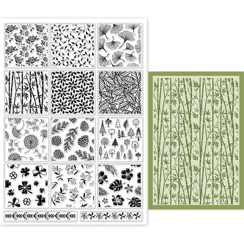 Transparente Stempel zum Thema Pflanzenserie, literarische transparente Stempel, Blumen und Blätter, Stempelset für Weihnachtskartenherstellung, Basteln