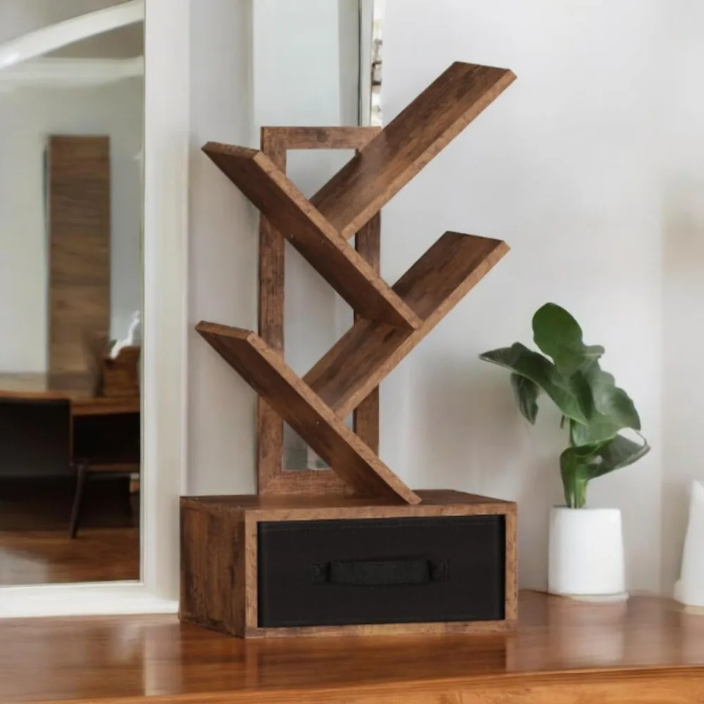 

4-Storey Tree Bookshelf, Wooden Desk Bookshelf, Modern Independent Bookshelf, Durable, Office Floor Standing Tree Bookshelf