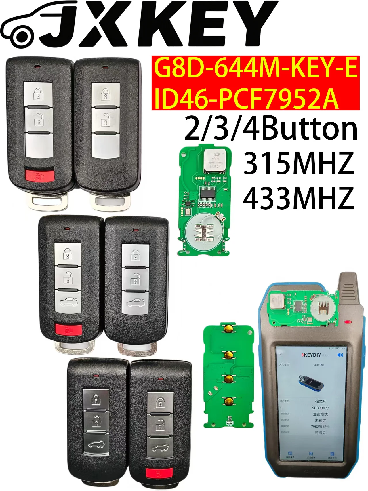 

JXKEY 315/433MHZ ID46CHIP G8D-644M-KEY-E /M01 для Mitsubishi Lancer, Outlander, ASX, Eclipse Cross, смарт-ключ/плата PCB для автомобиля