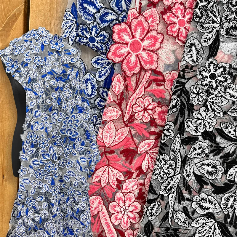 

1yard Blue and white porcelain color matching embroidery lace fabric for sewing wedding dresses,evening gowns,Fabric for DIY