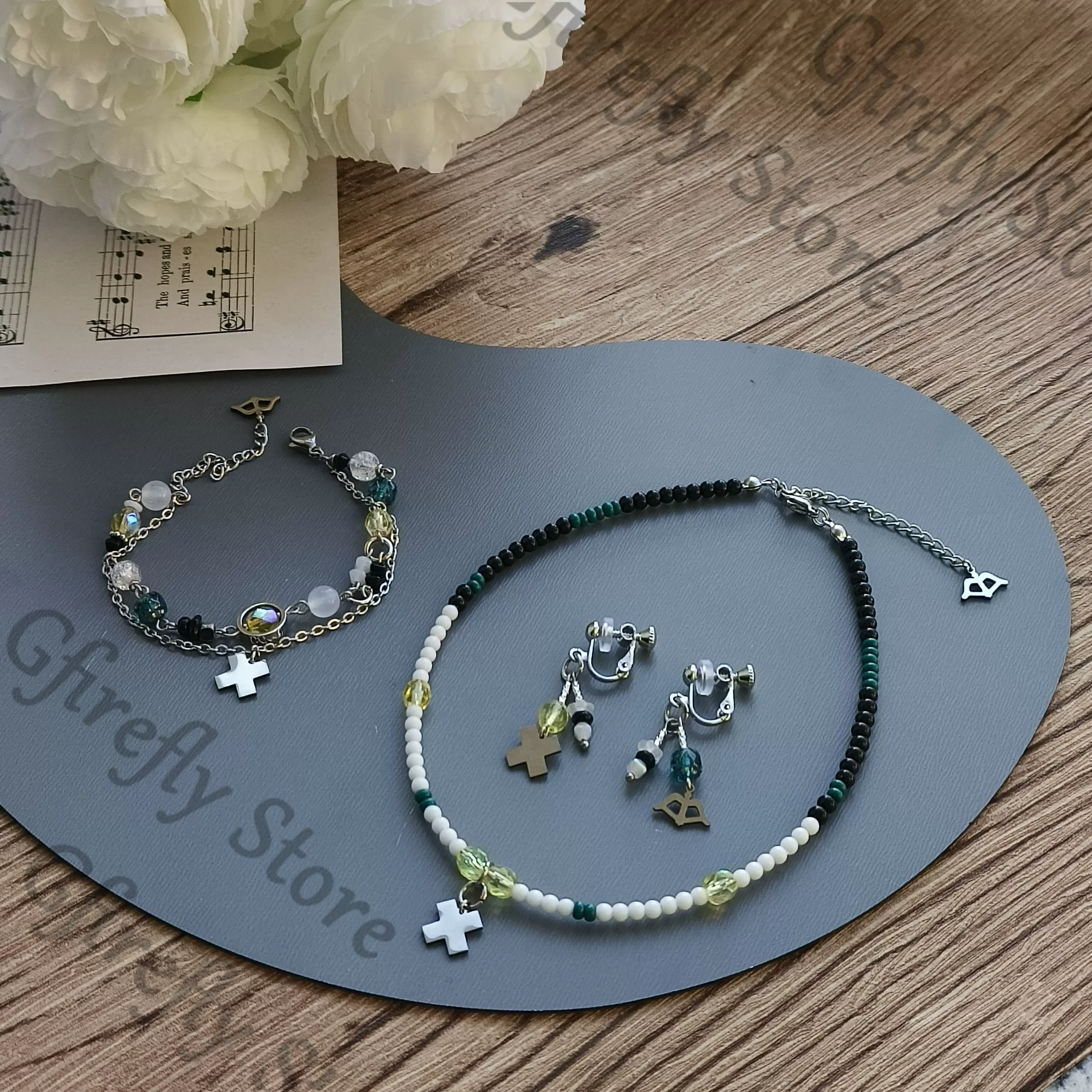 

Zenless Zone Zero Yumina Yua Character Impression Chain Bracelet Ear Stud Ornaments necklace Cosplay Costumes Girl Handstring