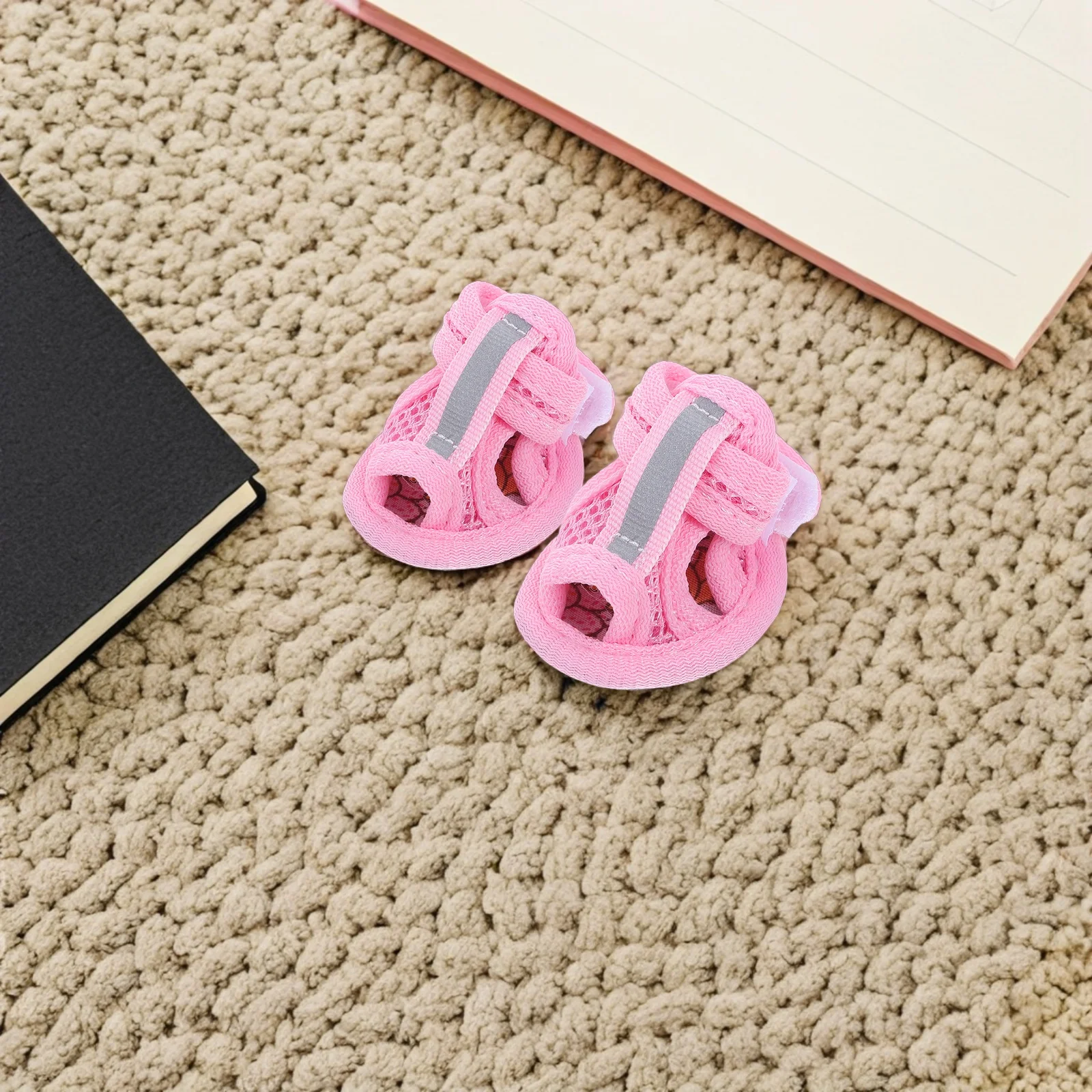 4 Pcs Dog Shoes Pet Sandals Flexible Sole Breathable Mesh Cooling Summer Pet Supplies Pavement Protection Booties