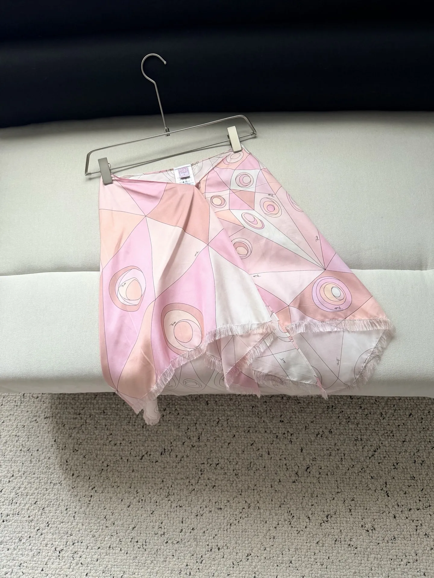 Women's Pink Geometric-Print Asymmetrical Skirt