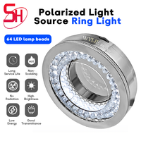 WYLIE WL-208V Adjustable Microscope Polarized Ring Light Brightness 64 LED Beads Source for Most Stereo Microscopes 48mm Size