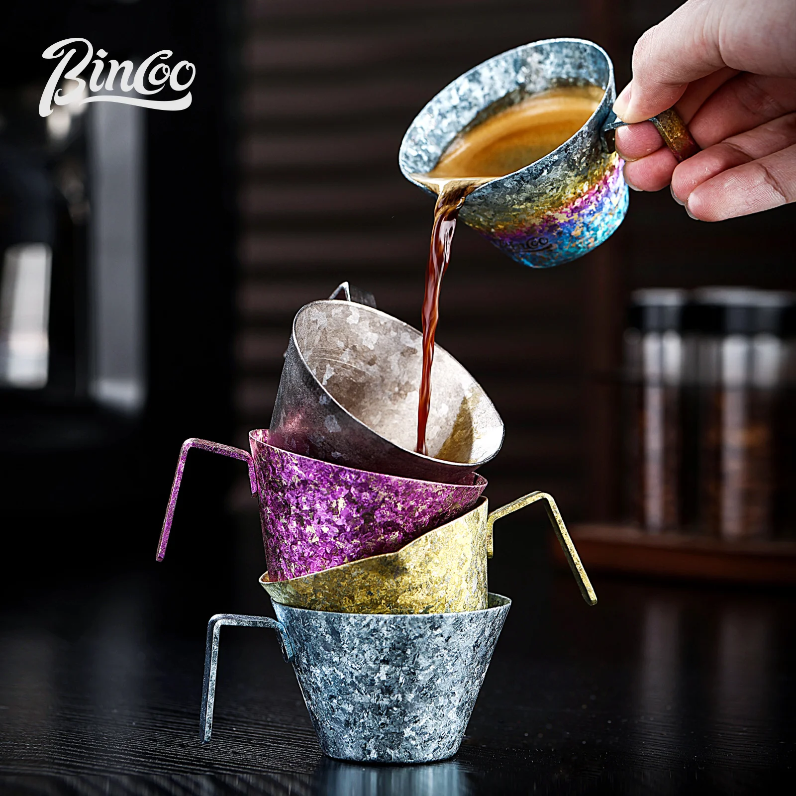 Bincoo Pure Titanium Graduated Creamer 90ml – Espresso Extraction Receiver Cup, Coffee Measuring Pitcher with Scale
