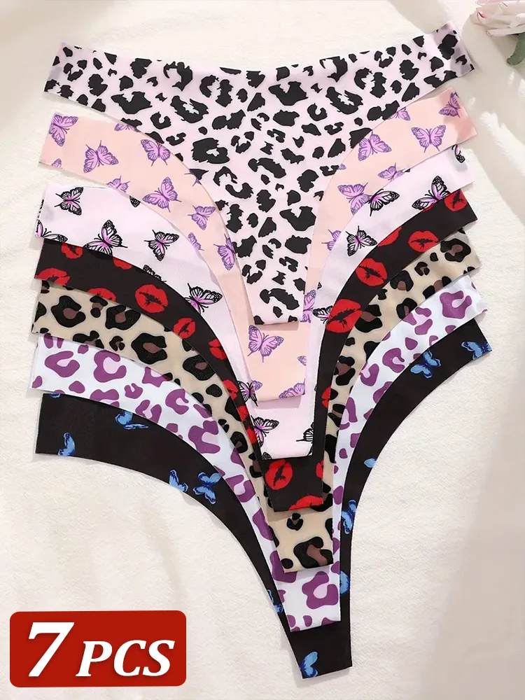7Pcs Frauen Sexy Nahtlose G-strings Obst Thongs Low-taille Höschen Damen Weiche Nette Thongs Weibliche S-XL T-zurück Höschen Unterwäsche