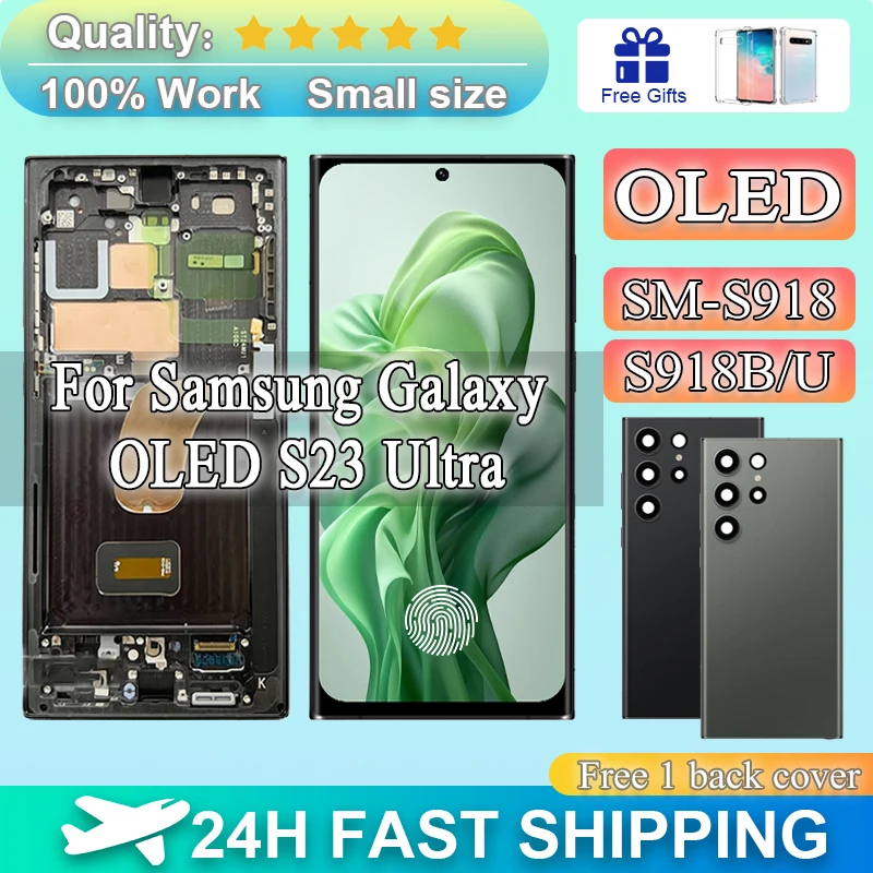 

100% test OLED Display Screen for Samsung Galaxy S23 Ultra S918U S918B/DS Lcd Display Digital Touch Screen with Frame Assembly