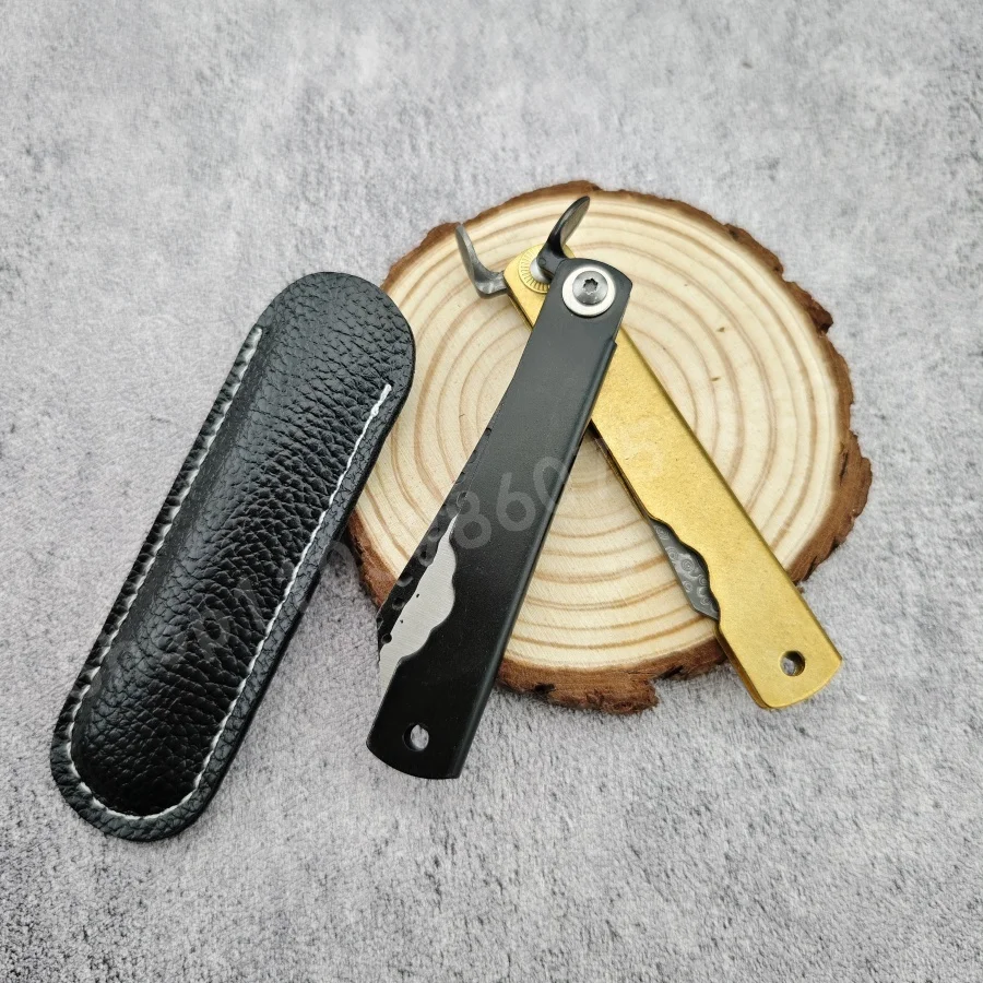 Couteau pliant en alliage de cuivre, lame en acier damas, outil d'urgence de transport quotidien, couteau à fruits Portable, couteau de Barbecue de Camping essentiel