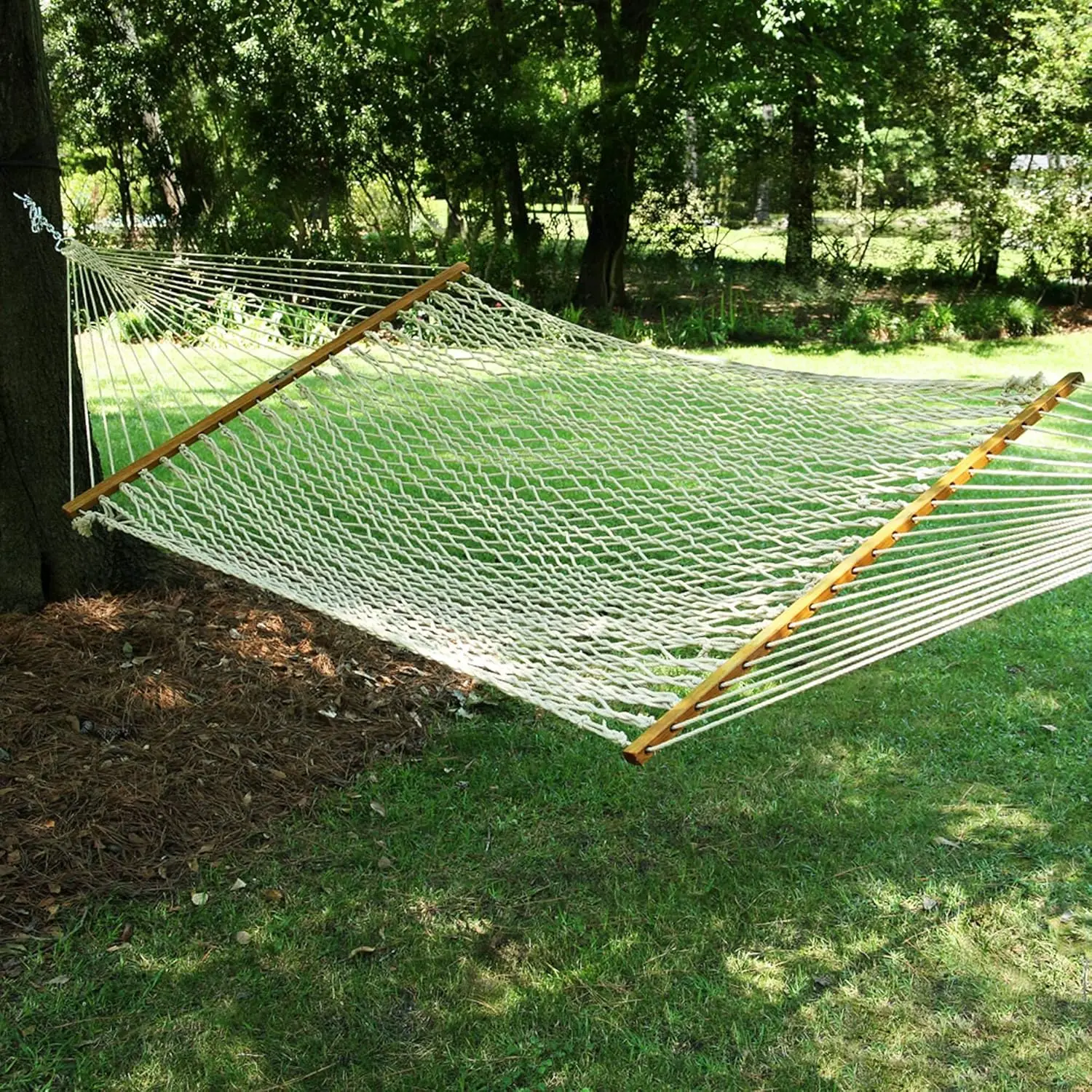 DURACORD Rope Hammock with Free Extension Chains & Tree Hooks, Handcrafted in The USA, Accommodates 2 People, 450 LB