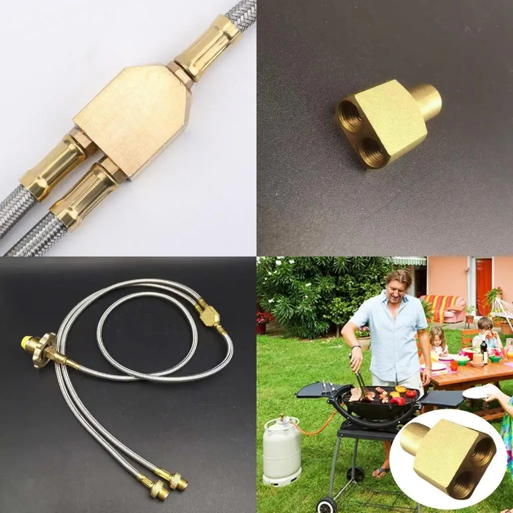 

Y1UC Gas Cylinder Tube Double Head Connecting Adapter Outdoor Gas Tanks Hose Splitter Double Outlet Hose Adapter Enduring