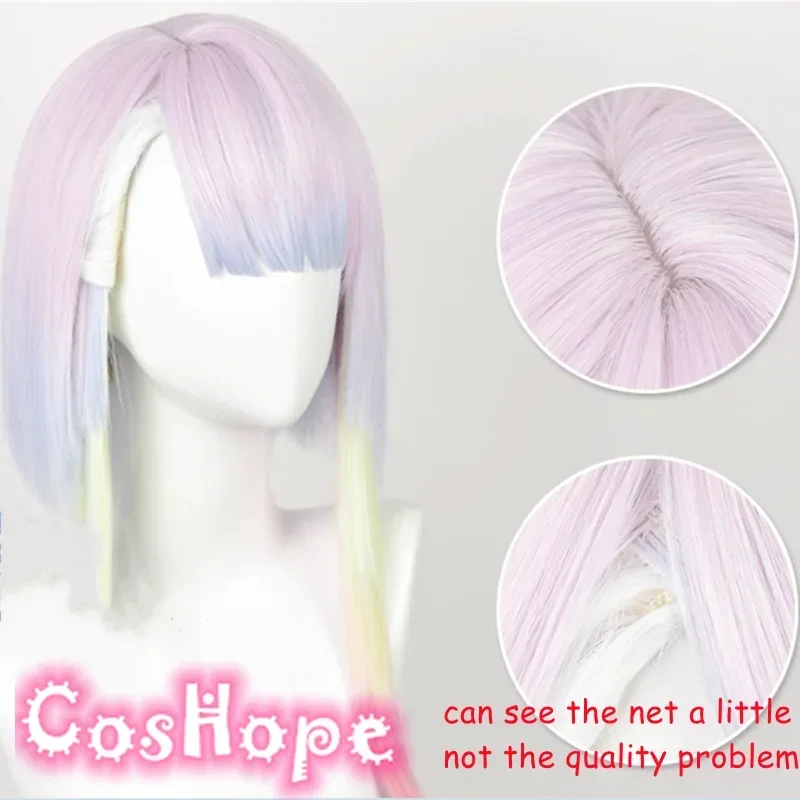 شعر مستعار أنيمي قصير تنكري من لوسي ، مقاوم للحرارة ، صناعي ، ألوان مختلطة ، شعر مستعار 45 ،