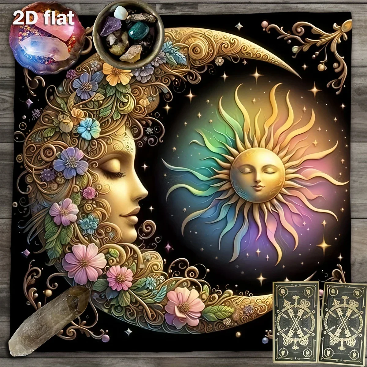 50/75cm Astrology Constellation Divination Tablecloth Altar Cloth Moon Stars Tarot Card Table Cover Wicca Witch Tarot Mat Decor