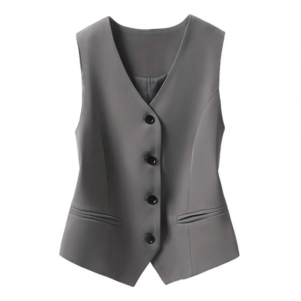 Women Formal Vest Elegant Women\'s Sleeveless V-neck Waistcoat Slim Fit Cardigan Suit Coat Formal Business Style Lady Vest Formal