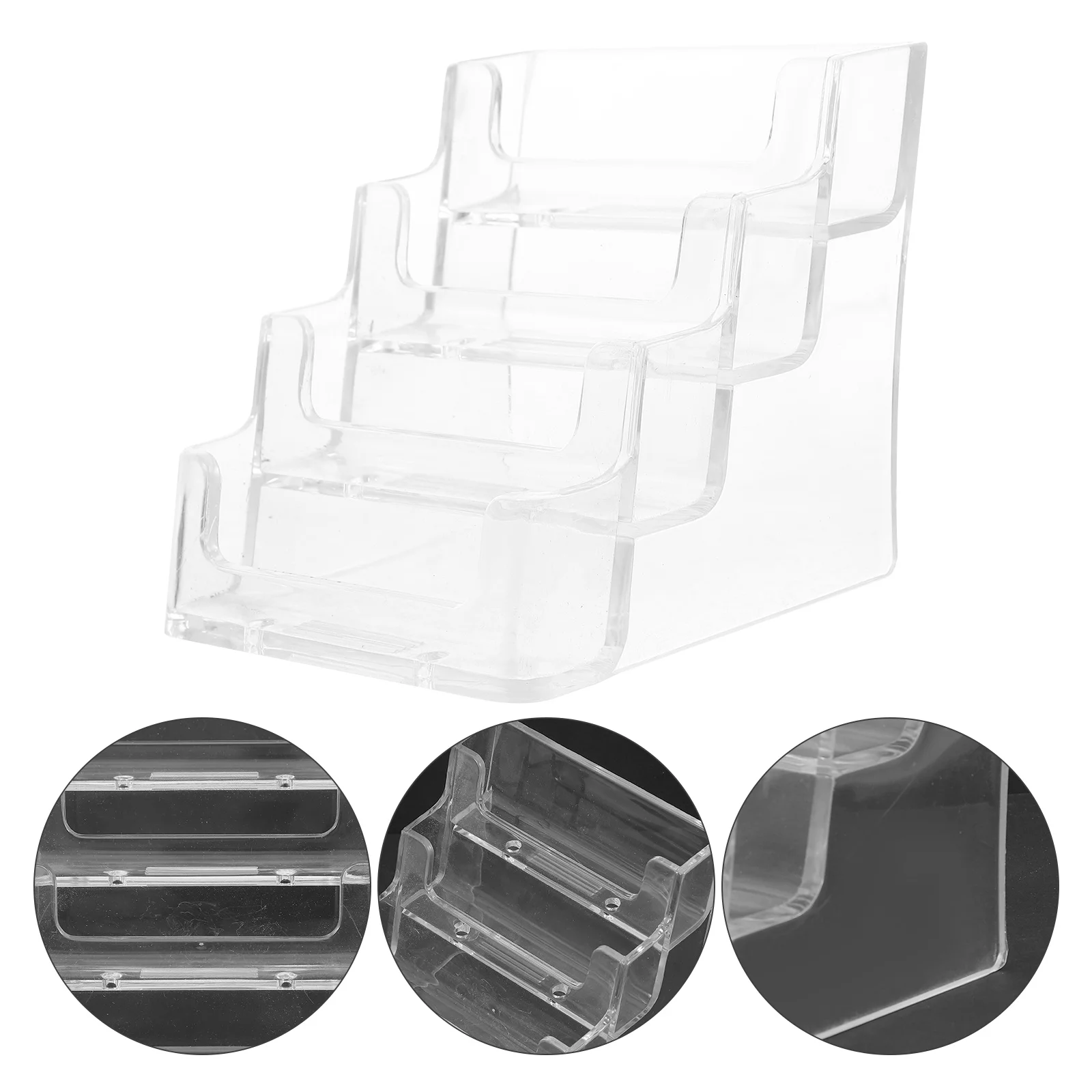Business Holder Clear Desktop Organizer Transparent Card Stand For Desk Office Storage Name Card Display Stand