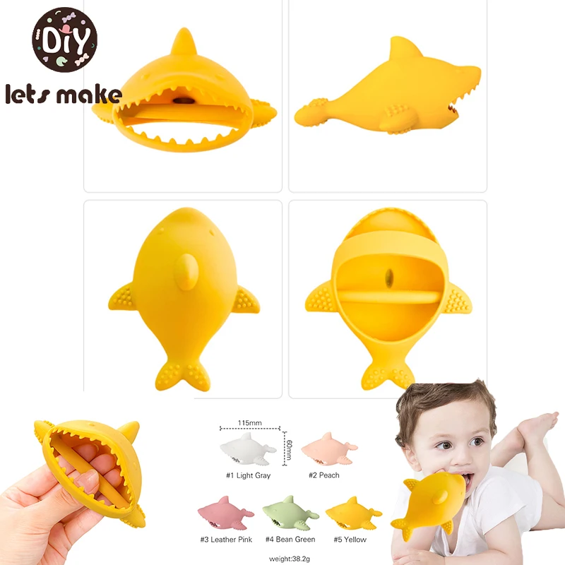 

Let's Make Silicone Shark Glove Teether Anti-eating Hand ​Molar Stick Massage Gums Baby Anti-biting Teether for Dental Accessory