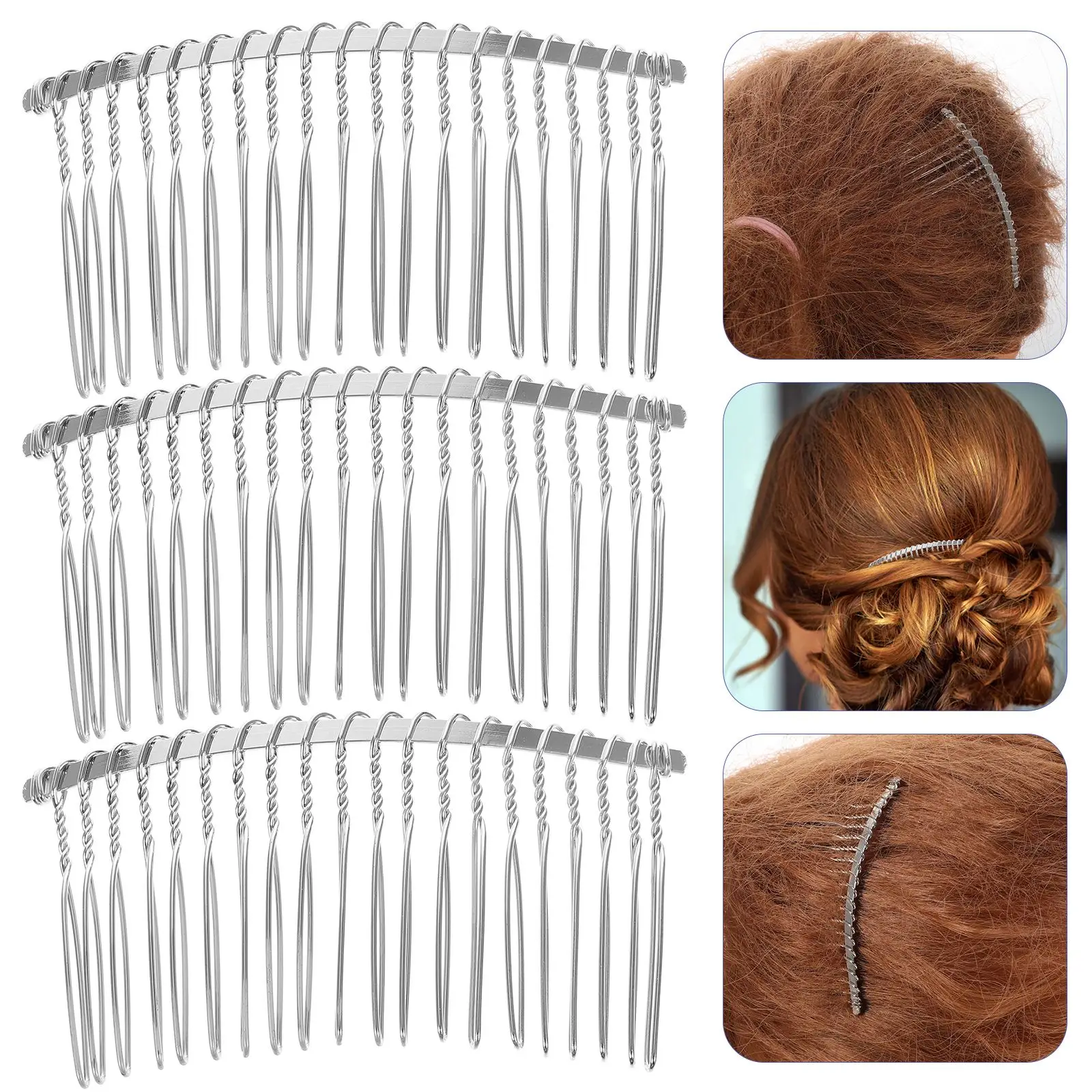 3pcs Fancy DIY Hair Side Combs French Hair Comb Straight Teeth Hair Clip Bridal Wedding Veil Combs Hair Accessories Jewelry