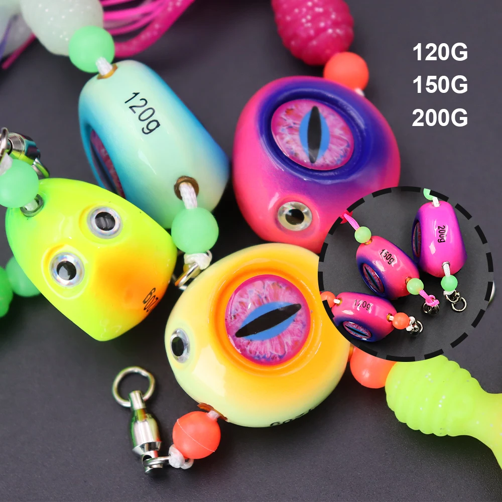 ZYZHE 1 Stück Meeresfischerei-Köder 120/150/200G Leuchtender JIG mit Weichem Oktopus-Köder Bootsfischen Schnurhaken Tiefsee-Angelköder – Detail 11