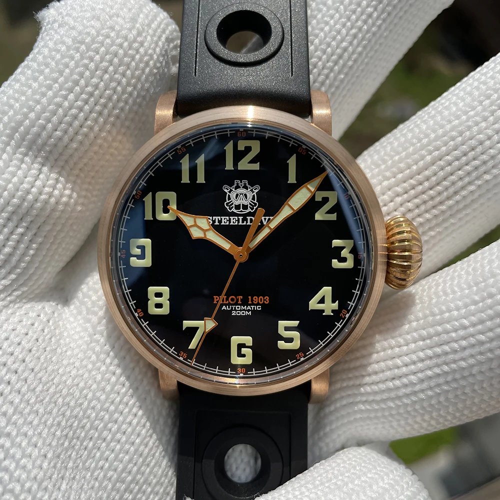 

STEELDIVE Official SD1903S Fully Automatic Mechanical Movement NH35 CuSn8 Bronze Watch Swiss Super Luminous Waterproof Watch