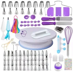 137Pcs Cake Decorating Tools Kit Pastry Turntable Kit Piping Nozzle Piping Bag Set Rotating Stand Baking DIY  Tools  Accessories