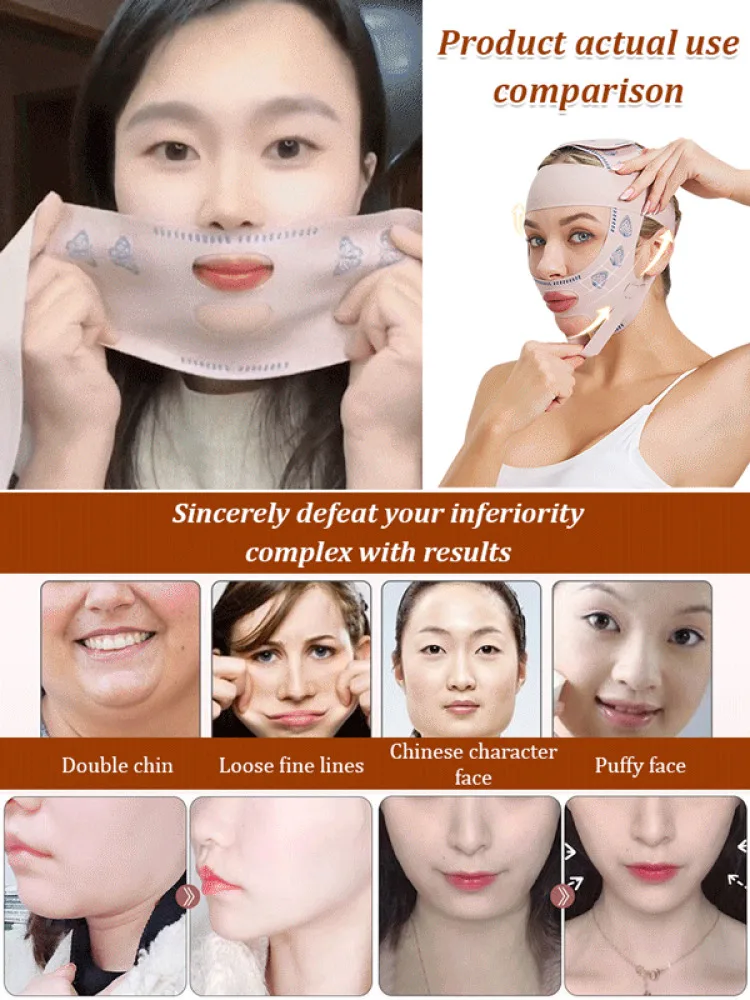 V-Shape Face Mask Pressure Slimming Lifting Tightening Portable Adjustable Strap Night Day Skincare Facial Sculpting