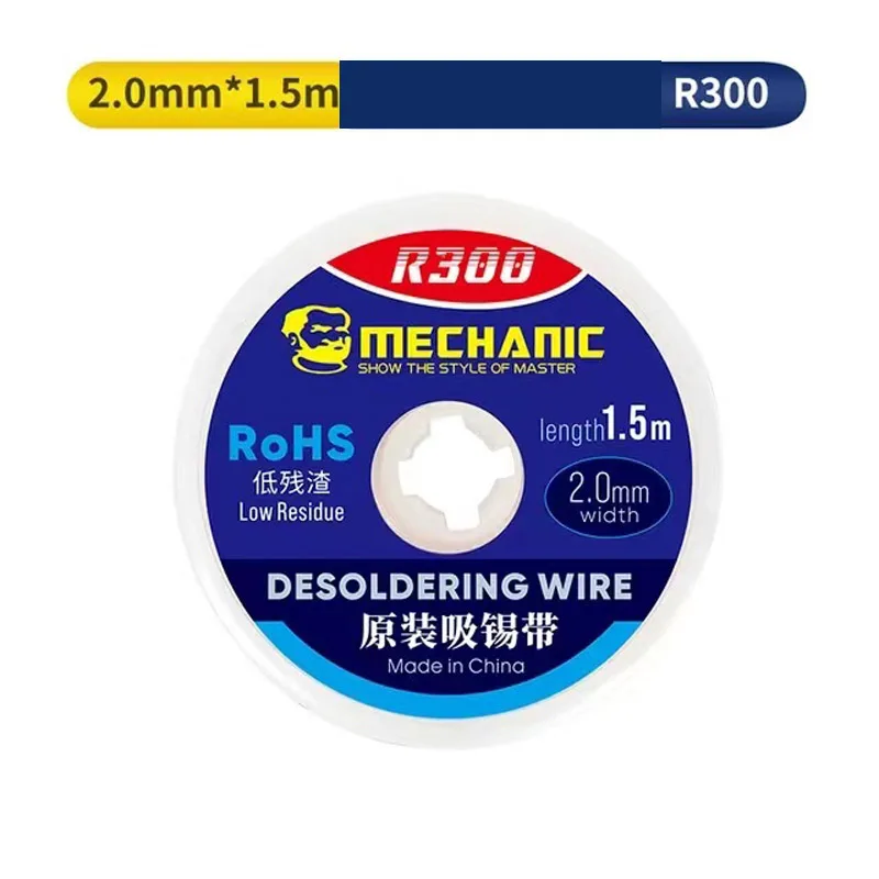 Mecânico Desoldering Braid Weld Fio, Removedor de Solda, Fio Wick, R300, 1.0, 1.5, 2.0, 2.5, 3.0, 3.5, 4.0mm Largura, 1.5m Comprimento