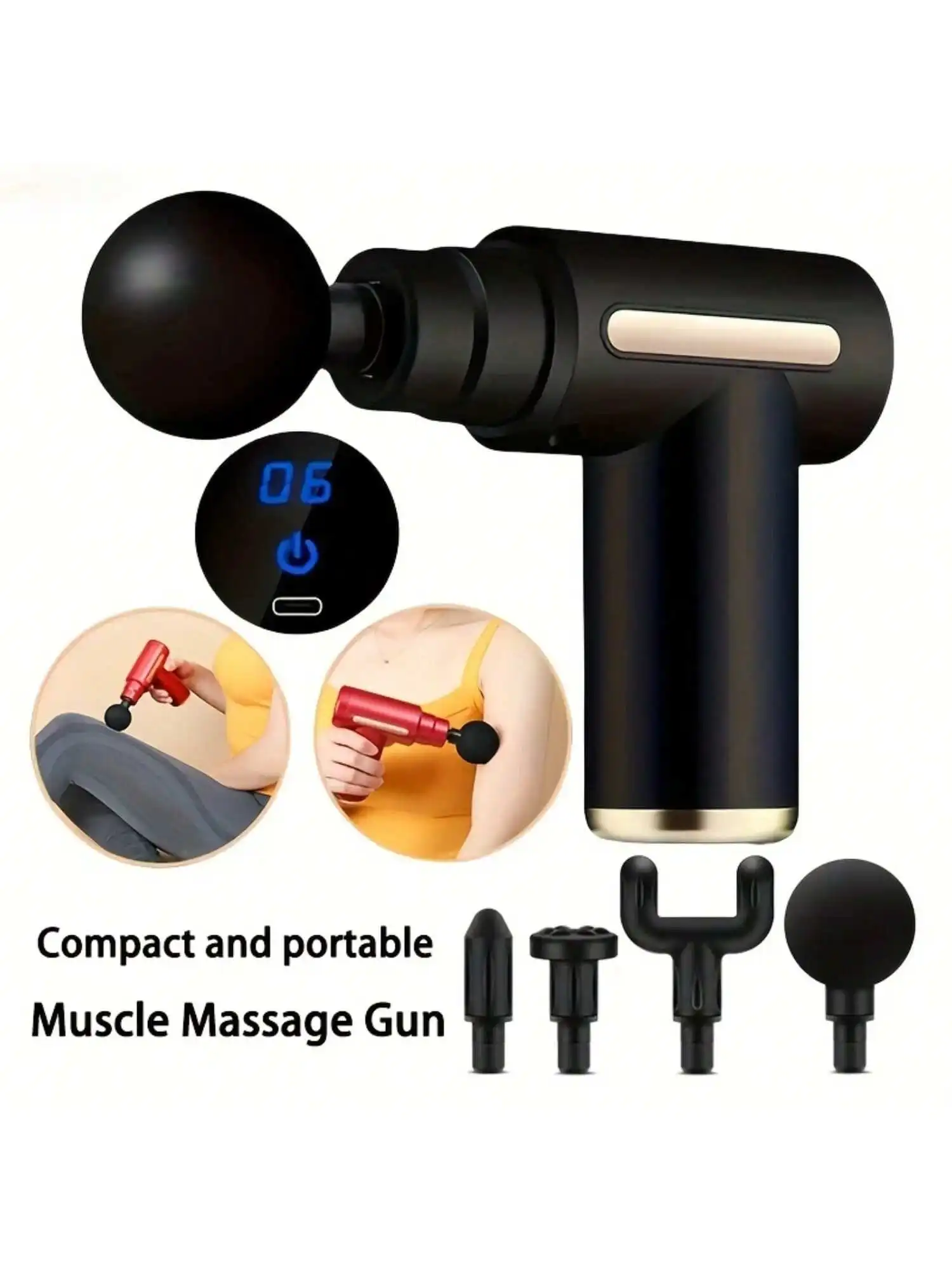 مسدس تدليك العضلات المحمول لعام 2026 لتدليك الجسم، مع شاشة لمس LED، تعديل السرعة، قابل لإعادة الشحن #1