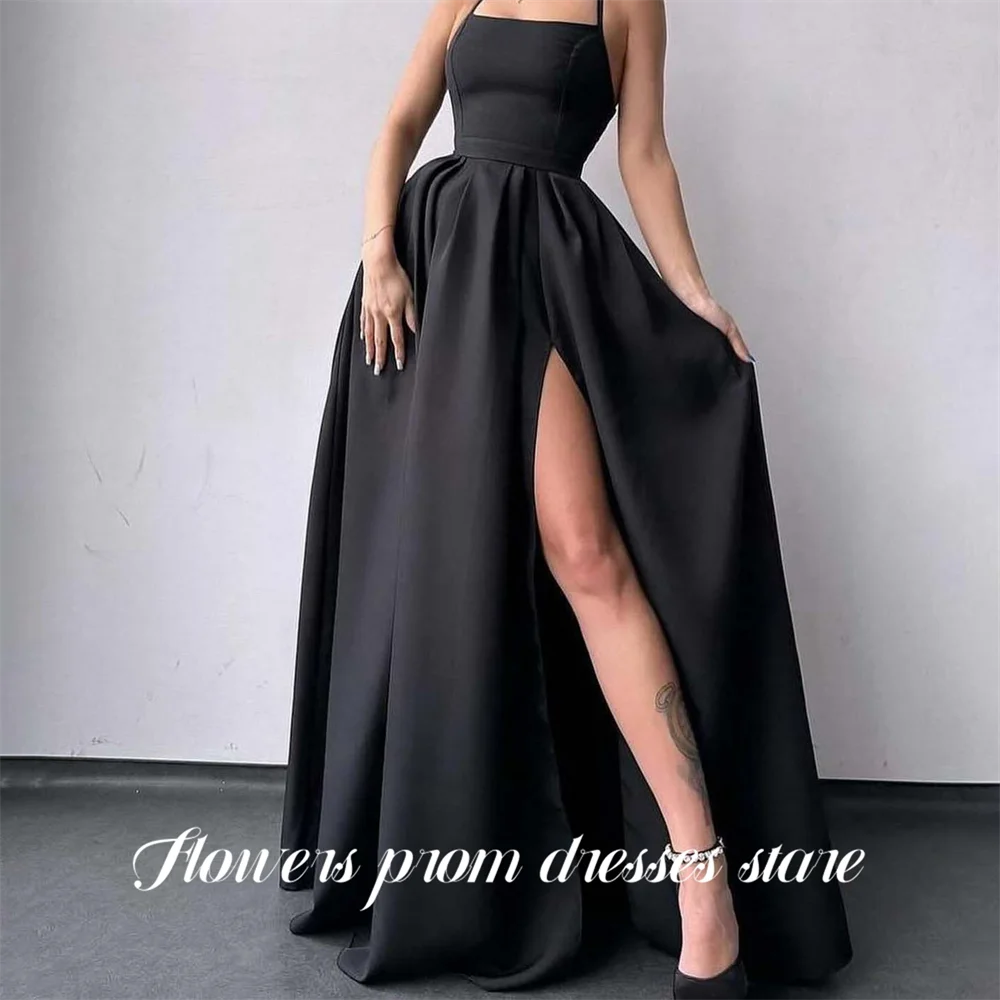 

Flowers Black Prom Dress Halter Neck Sleeveless Celebrity Dress Open Back Women's Evening Dresses A Line Formal Gown Customized
