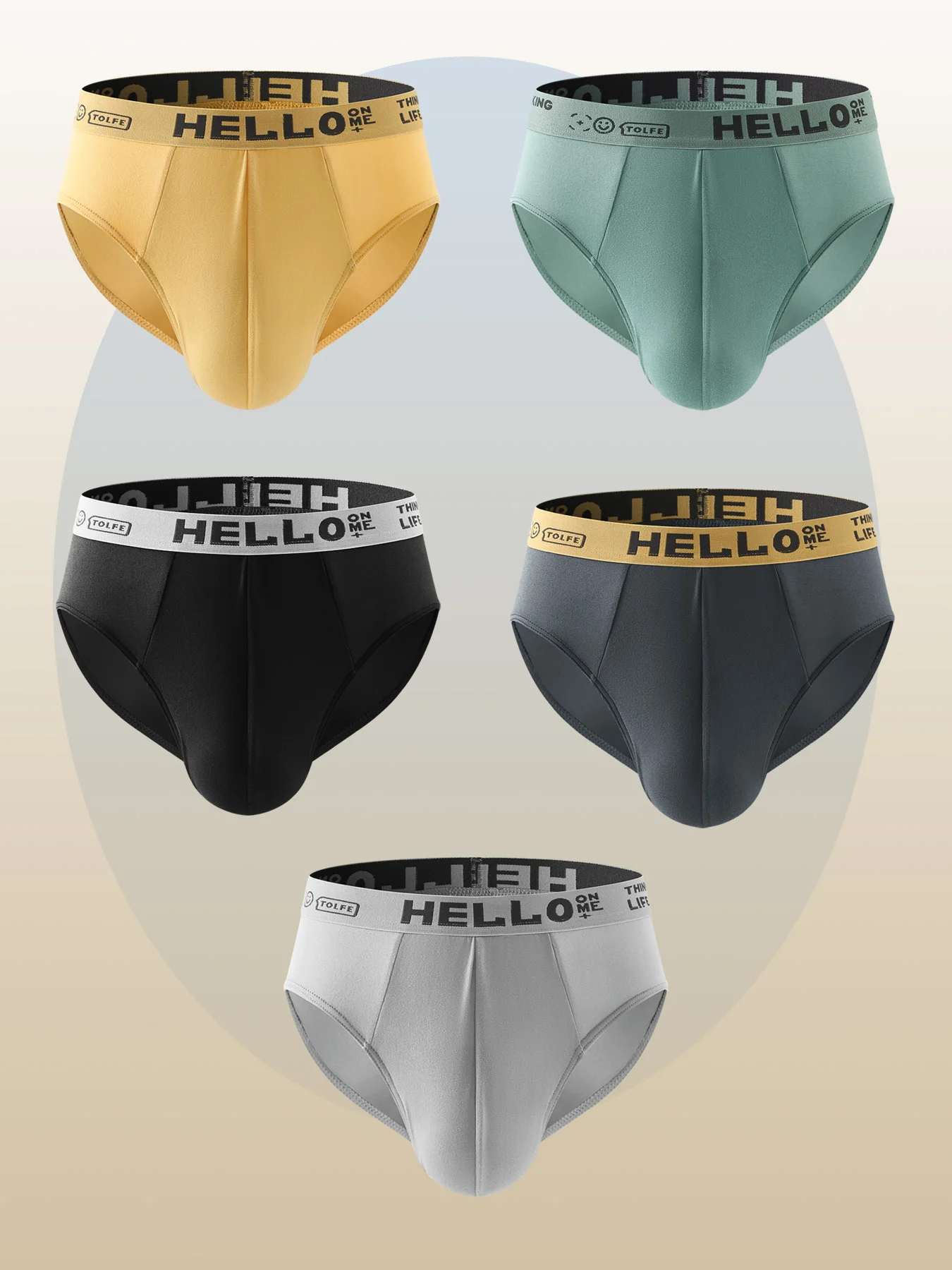 

A set of 5-piece men's comfortable triangular underpants, multi-color breathable and elastic sports youth four-corner pants