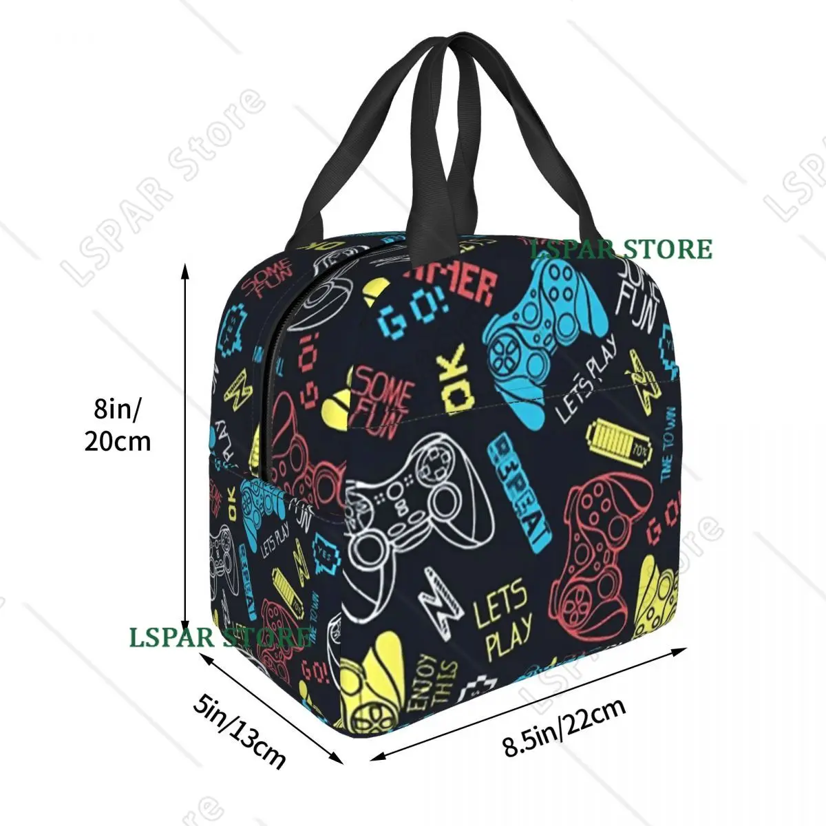 Video Game Controller Insulated Lunch Bag for Women Children Portable Food Boxes Thermal Lunch Box Tote