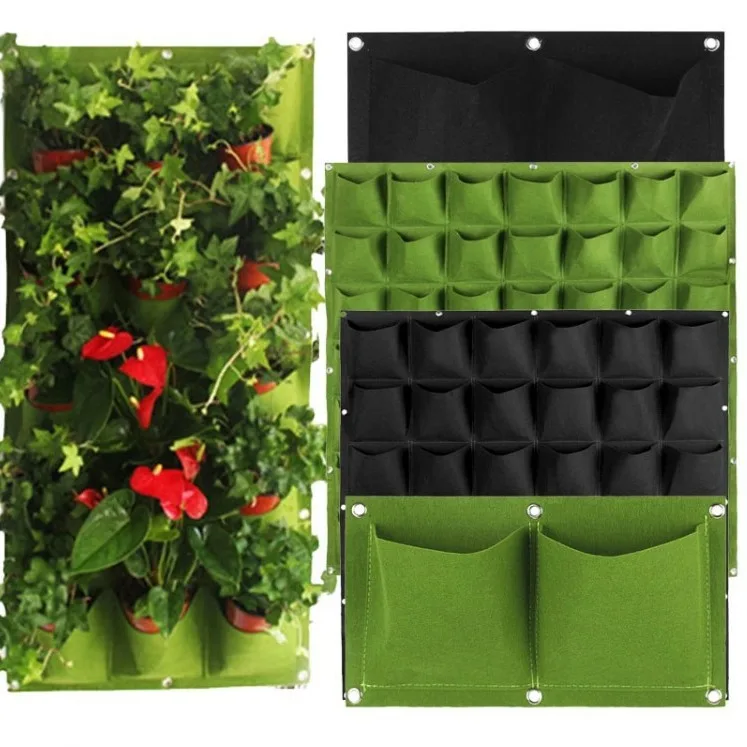 

Multiple Pockets Grow Bag Planter Vertical Garden Vegetable Living Bonsai Wall Hanging Planting Bag Flower Plant Pot Home Supply
