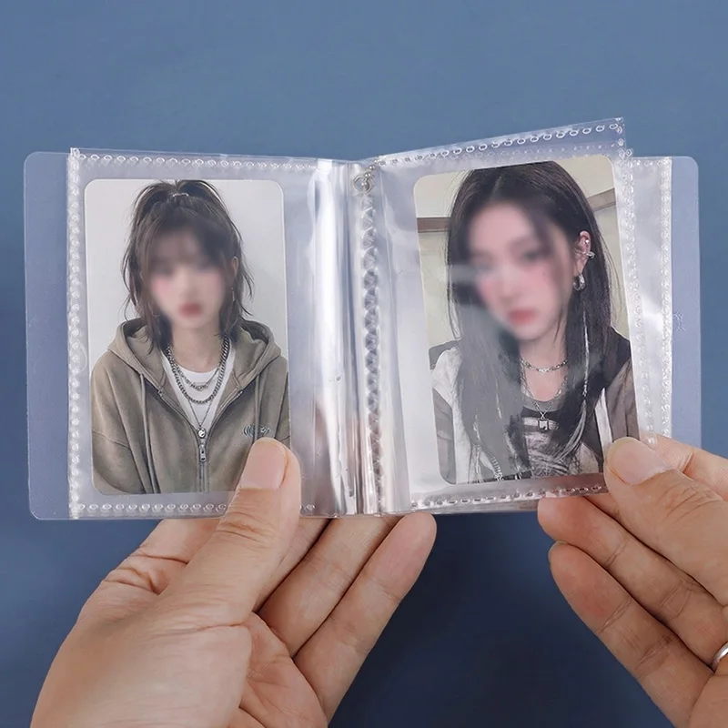 2/3inch Mini Photo Album Keychain Kpop Photo Card Holder Pockets ID Photo Idol Small Picture Storage Case PVC Binder Album Gifts