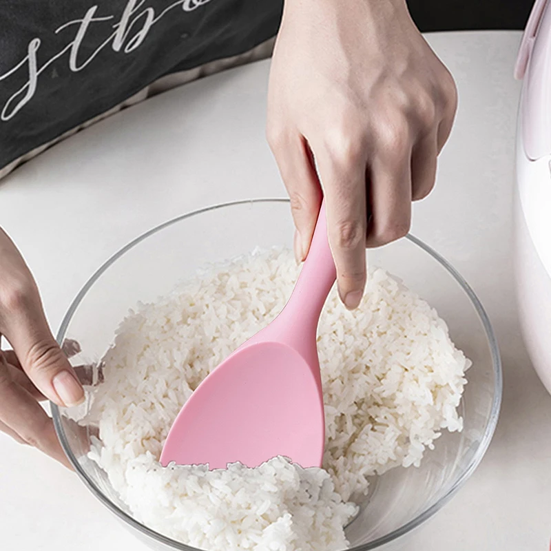 1PC Food Grade Silicone Rice Spoon Household Non Stick Pot Cooking Spoon High-temperature Resistant Kitchen Tools