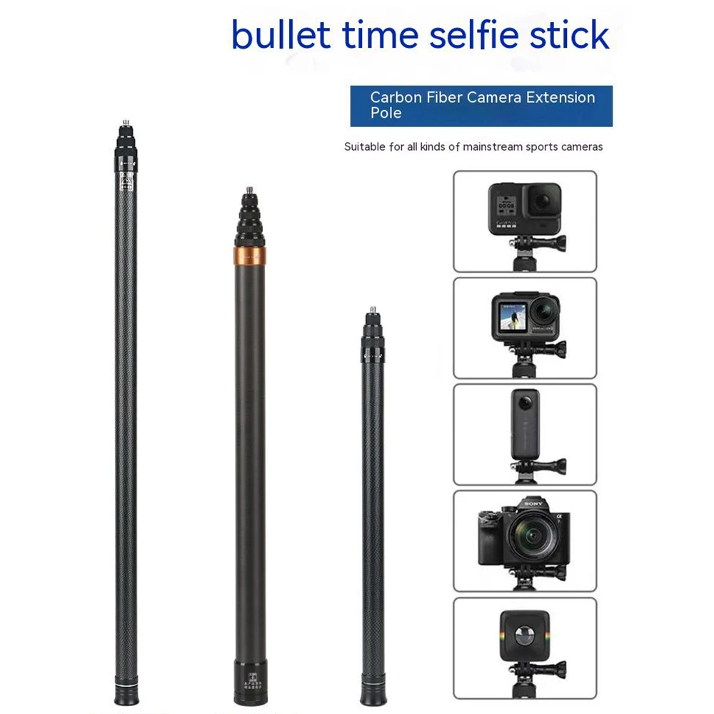 2.9M Sợi Carbon Gậy Chụp Hình Selfie Stick Cho Insta360 1X3 Camera Thể Thao Siêu Dài Gậy Chụp Hình Selfie Stick Tripod Phụ Kiện
