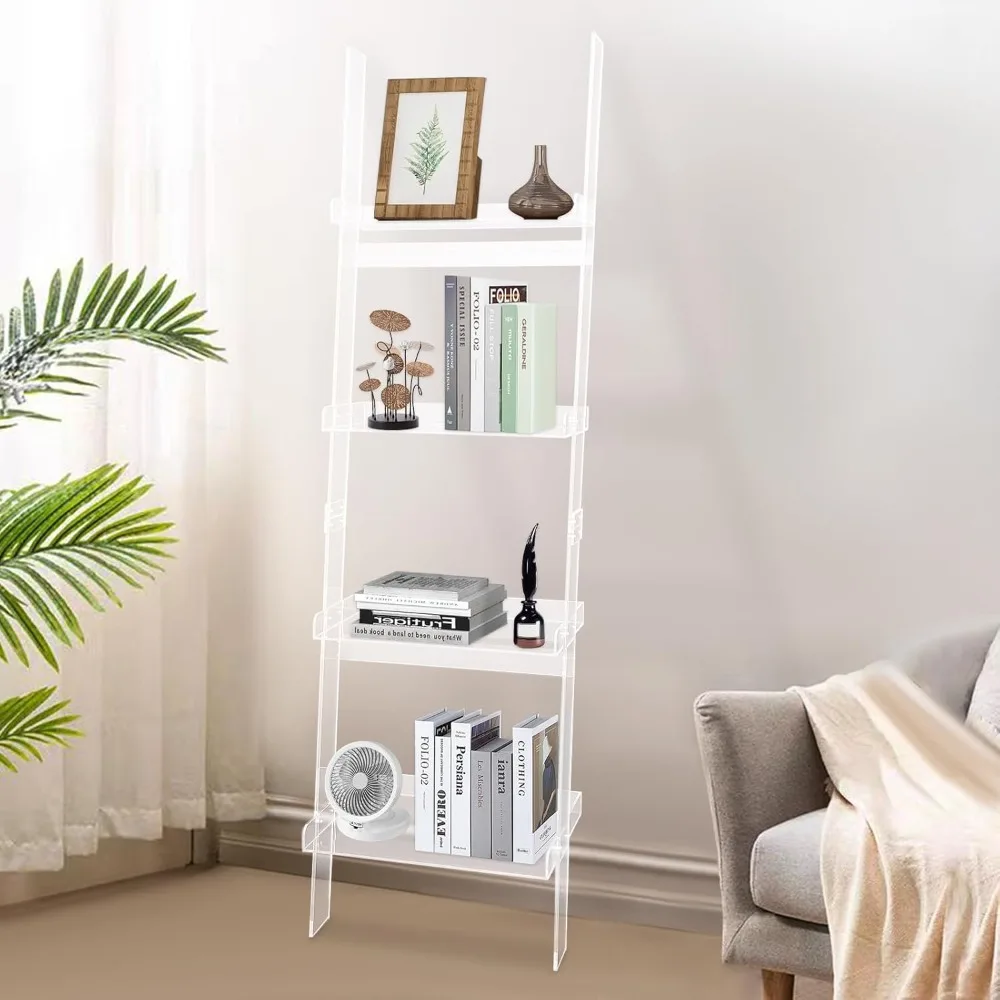 ชั้นวางหนังสืออะคริลิคขนาดใหญ่ทันสมัย - ชั้นวางหนังสือใส 4 ชั้น ดีไซน์โดดเด่น สำหรับจัดเก็บหนังสือในบ้านและสำนักงาน