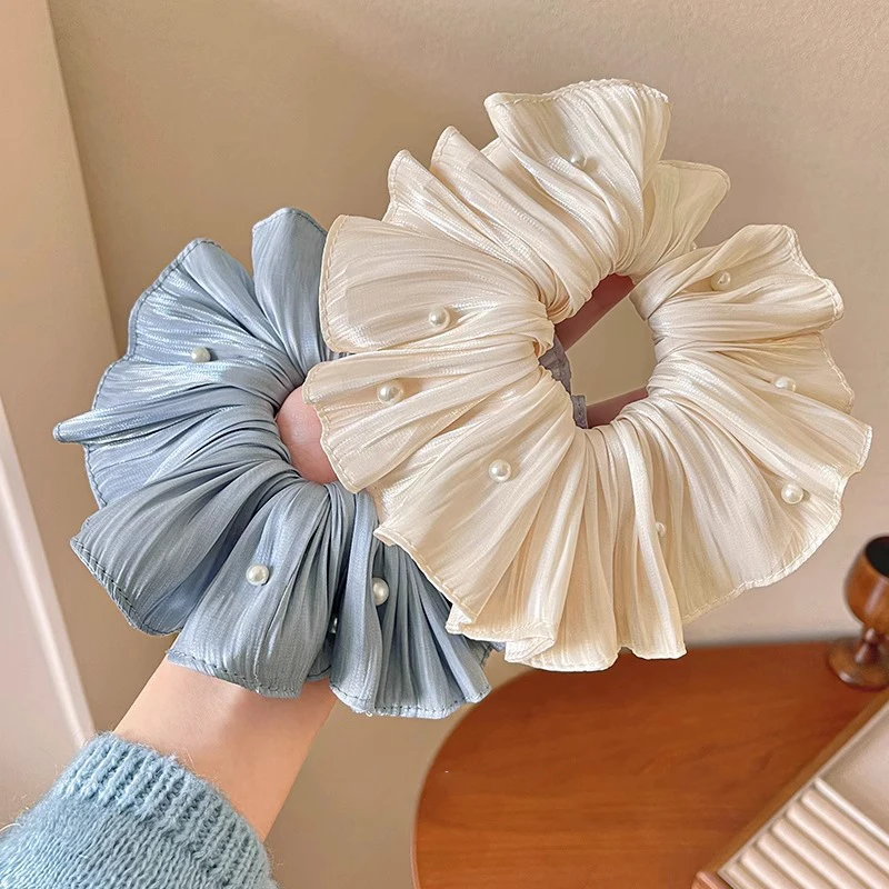 

Большие шелковые резинки для волос, эластичные резинки для волос, жемчужная веревка для волос, завязки, держатель для хвоста, резинки для женщин и девочек, аксессуары для волос, головные уборы