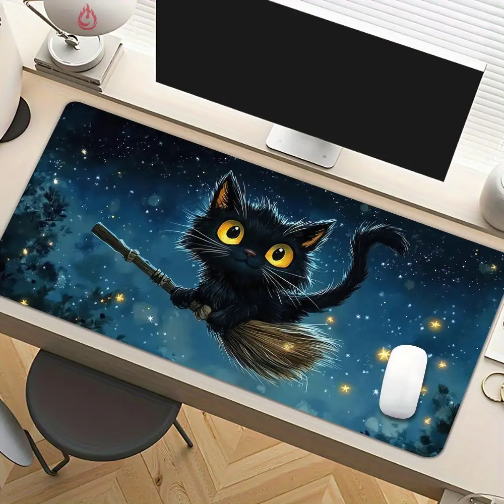 Starry Sky and Black Cat Mouse Pad Large Computer Office Game Table Mats Rubber Anti-slip XXL Mouse Mat HDP Long Desk Pads