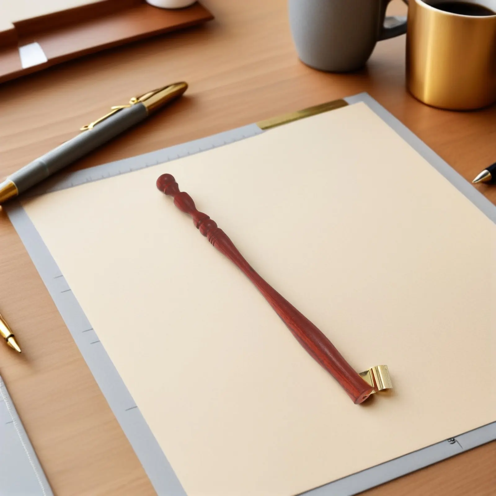 Wooden Oblique Calligraphy Dip Pen Holder Ergonomic Lightweight Pen Handle Removable Nib Holder for Calligraphy Comic Painting