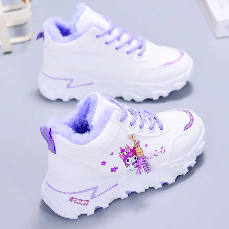 Scarpe sportive casual per bambini autunno e inverno Kuromi Sneakers per ragazze congelate Cartoon Anime peluche scarpe con suola morbida per