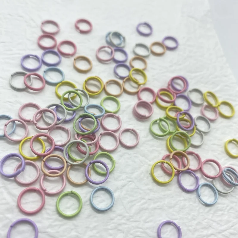 100 sztuk 7/10mm Macaron kolor farba do pieczenia otwarty skok podwójne dzielone żelazne pierścienie złącze DIY biżuteria kolczyki urok akcesoria